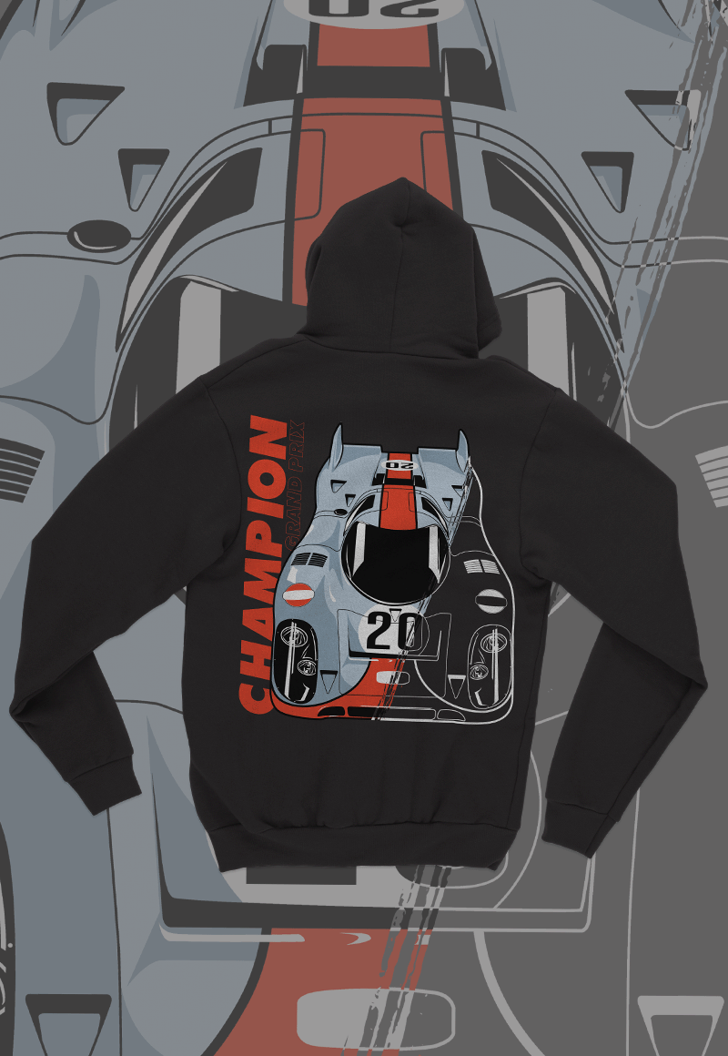 EuroStance Le Mans Racing Division Hoodie, back view with the number 20 race car print