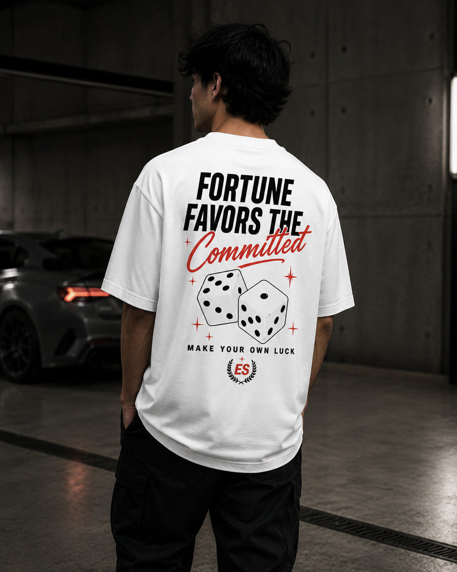 EuroStance Lucky Break Dice T-Shirt, back view on a model showing the large dice print