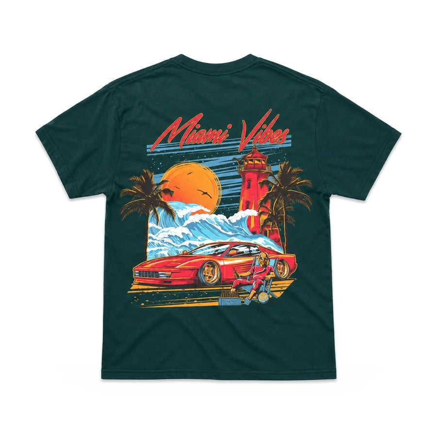 EuroStance Miami Vibes - Tessa Rossa Tee bottle green, back, product photo on white