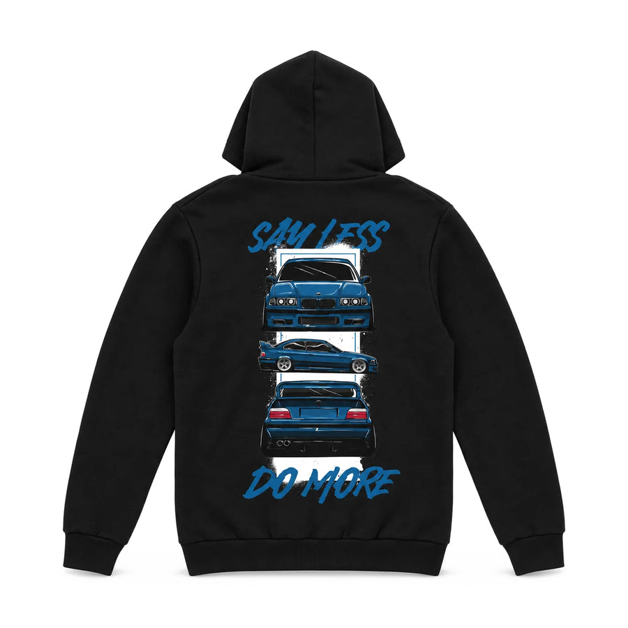 EuroStance Say Less Do More BMW E36 Hoodie back, product photo on white
