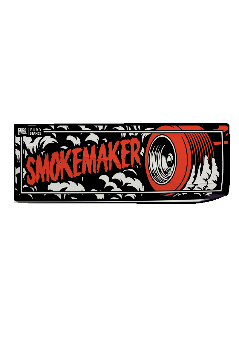 EuroStance Smoke Maker slap sticker with red Smokemaker lettering and a smoking red wheel