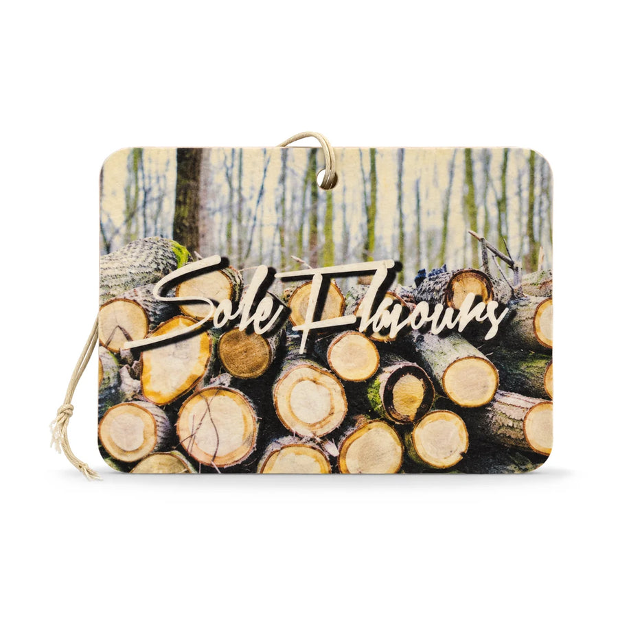 Sole Flavours Log Stack Air Freshener - Sandalwood Scent: the printed hanging card