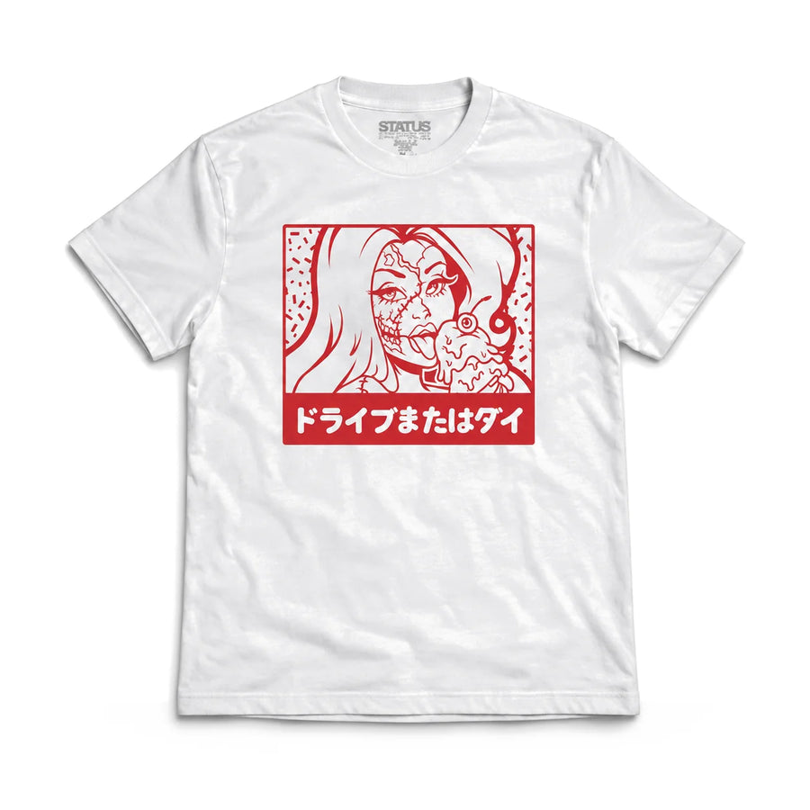 Status Error Drive or Die T-Shirt, product photo on white