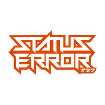 Status Error Logo Outline Sticker 7.5 x3.5" Burnt Orange, product photo on white