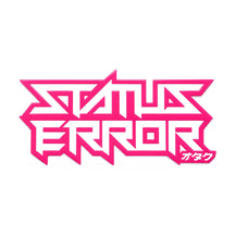 Status Error Logo Outline Sticker 7.5 x3.5" Pink, product photo on white