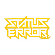 Status Error Logo Outline Sticker 7.5 x3.5" Yellow, product photo on white