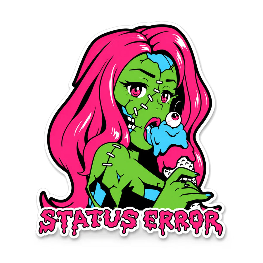 Status Error New Ice Cream Girl Sticker 3 x 2.5in, product photo on white