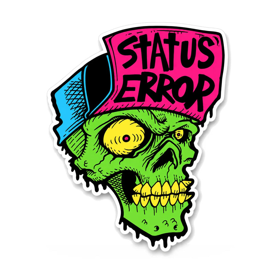 Status Error Skull Sticker 3 x 2.5in, product photo on white