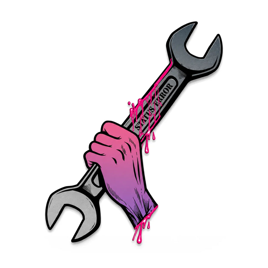 Status Error Spanner Hand Sticker 5 x 2.5in, product photo on white