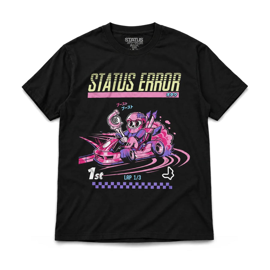 Status Error Super Drift Kart T-Shirt, product photo on white
