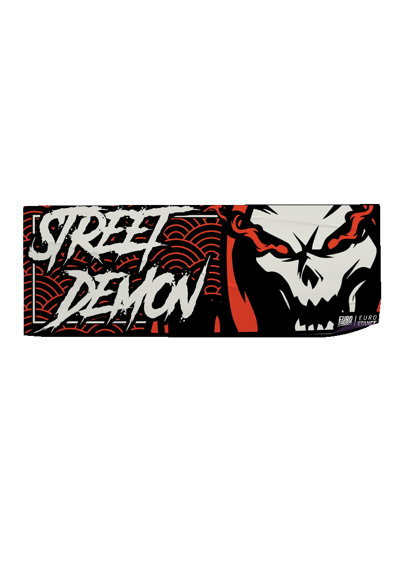 EuroStance Street Demon Slap Sticker red and black oblong sticker with skull design on white