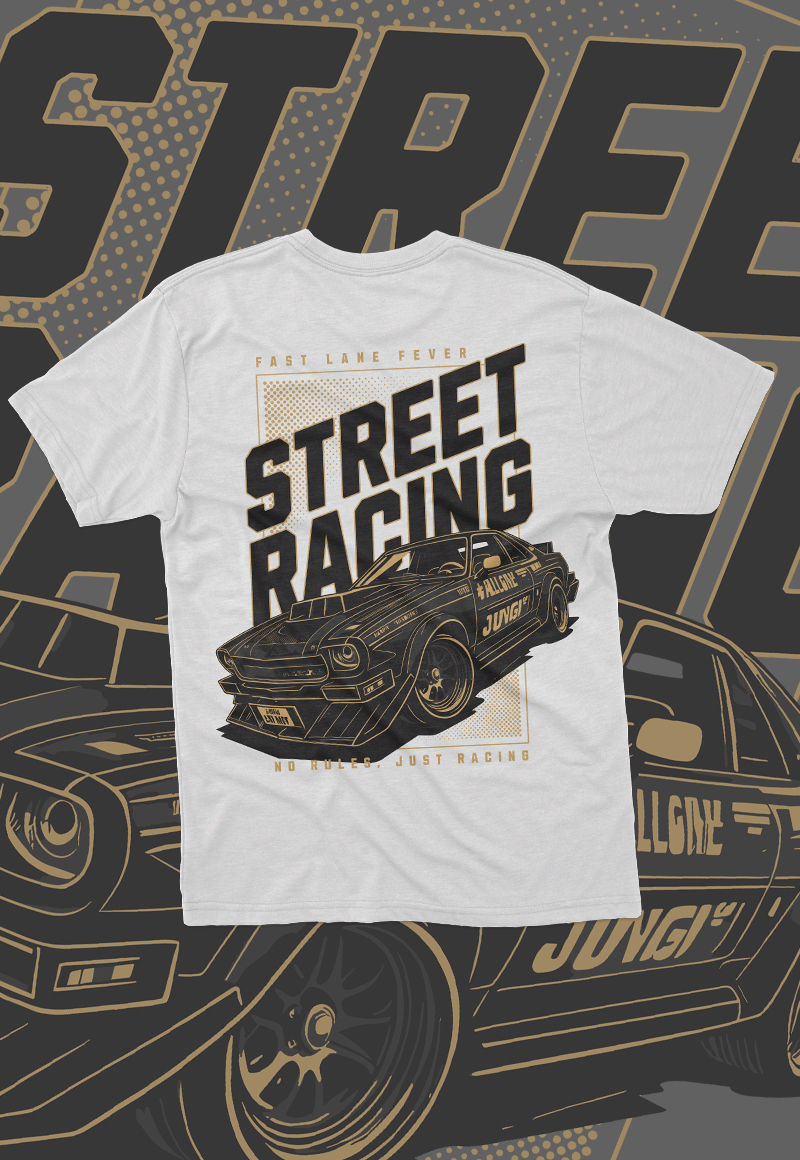 EuroStance Street Racing, Racing Division Tee back of the white tee with the car graphic print