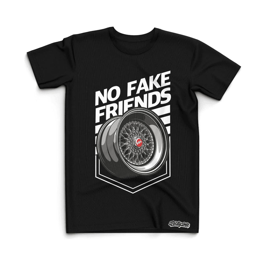 Strictly Static No Fake Friends Black T Shirt, product photo on white