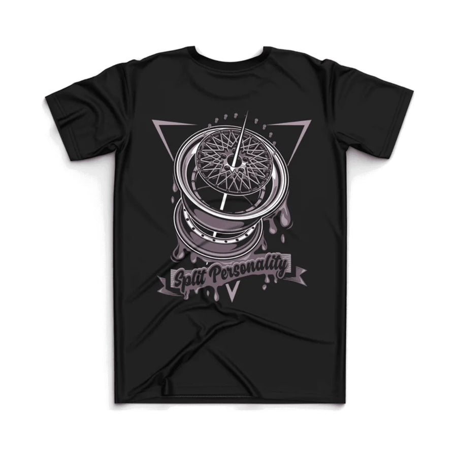 Strictly Static SSR Split Black T Shirt, product photo on white