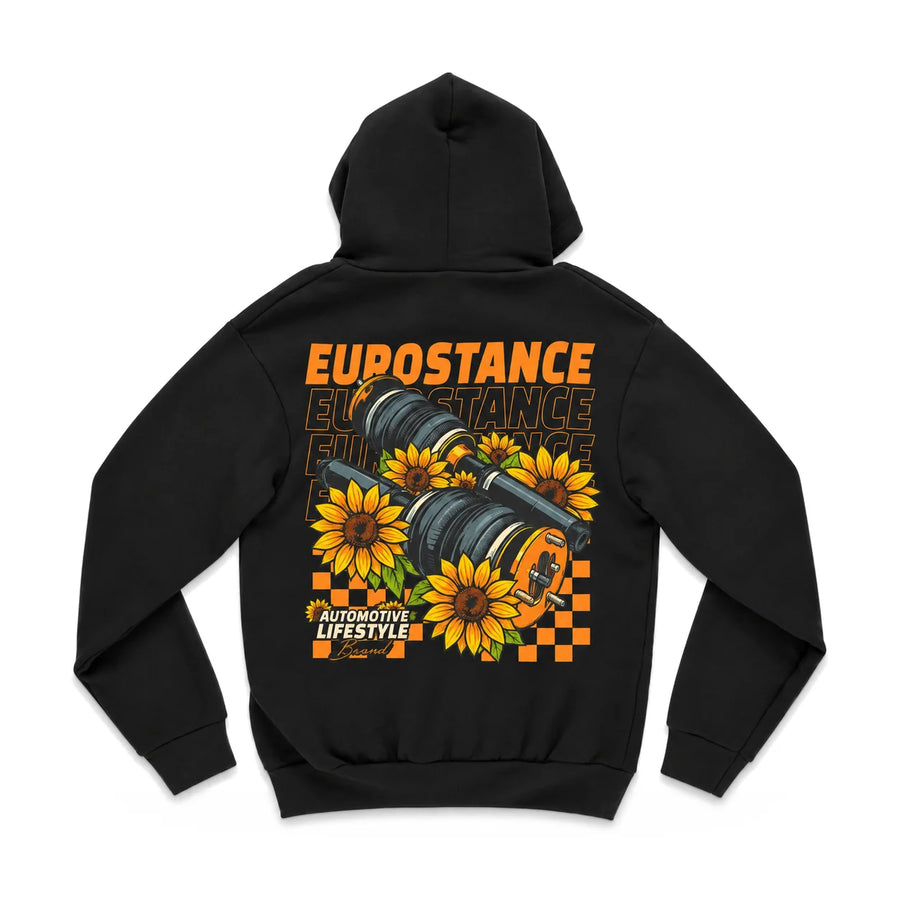 EuroStance SunFlowers Hoodie back, product photo on white