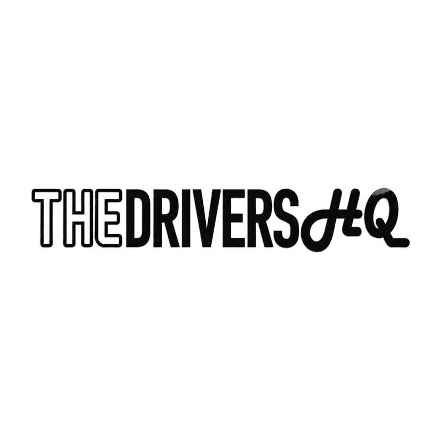 The Drivers HQ Long Outlined Logo 245mm x 40mm Black, product photo on white
