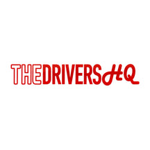 The Drivers HQ Long Outlined Logo 245mm x 40mm Red, product photo on white