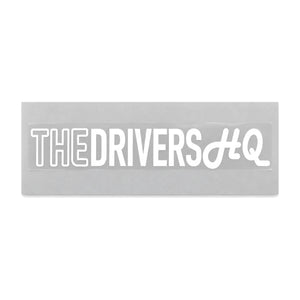 The Drivers HQ Long Outlined Logo 245mm x 40mm White