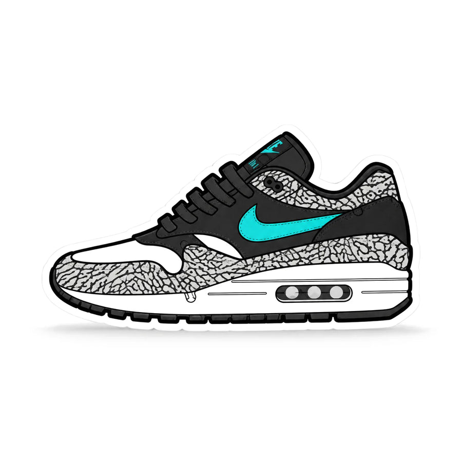 The Hyped Source Atmos Elephant AM1 Air Freshener - Black Ice Scent: front of the sneaker shaped card