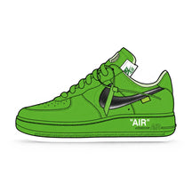 The Hyped Source Off-White AF1 Brooklyn Air Freshener - Apple Scent: front of the sneaker shaped card