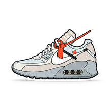 The Hyped Source Off-White AM90 Air Freshener - Cotton Scent: front of the sneaker shaped card