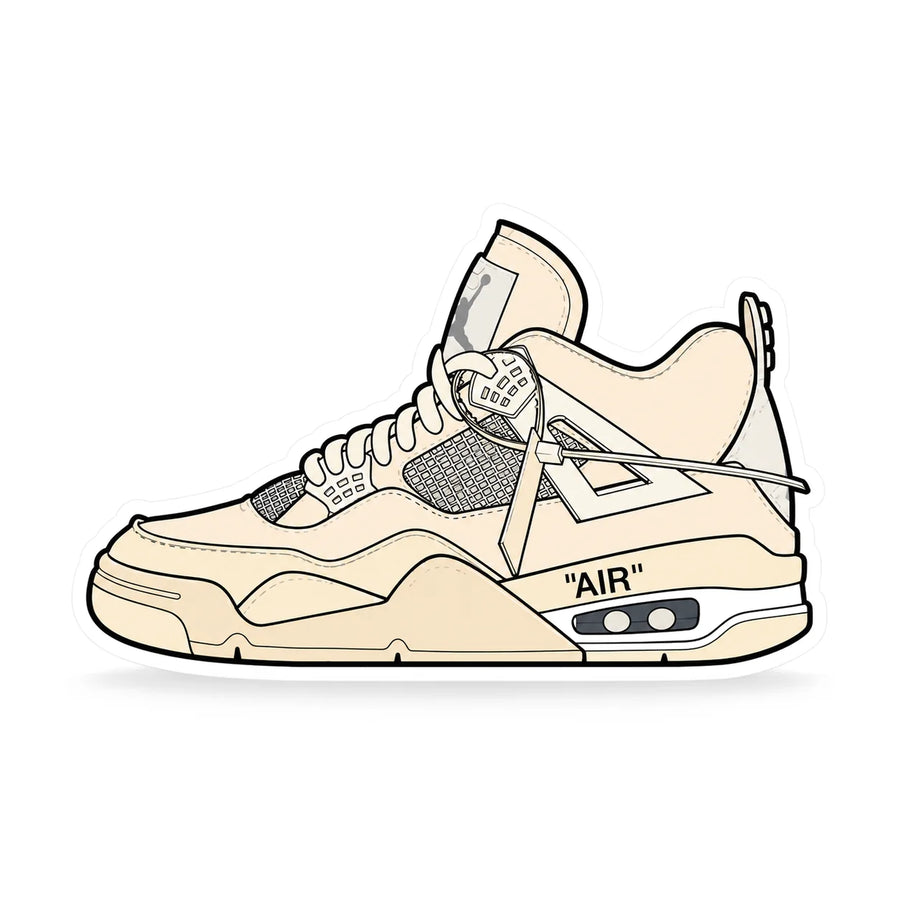 The Hyped Source Off-White J4 Sail Air Freshener - Coconut Scent: front of the sneaker shaped card