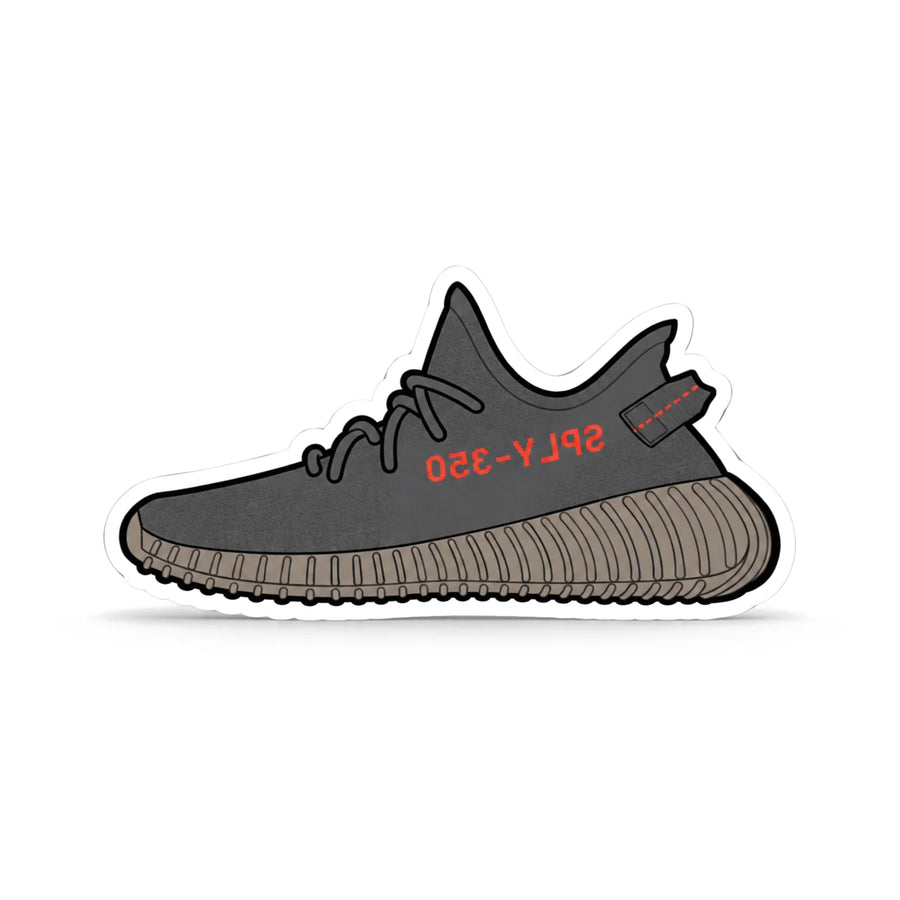 The Hyped Source Yeezy 350 Breds Air Freshener - Cranberry Scent: front of the sneaker shaped card