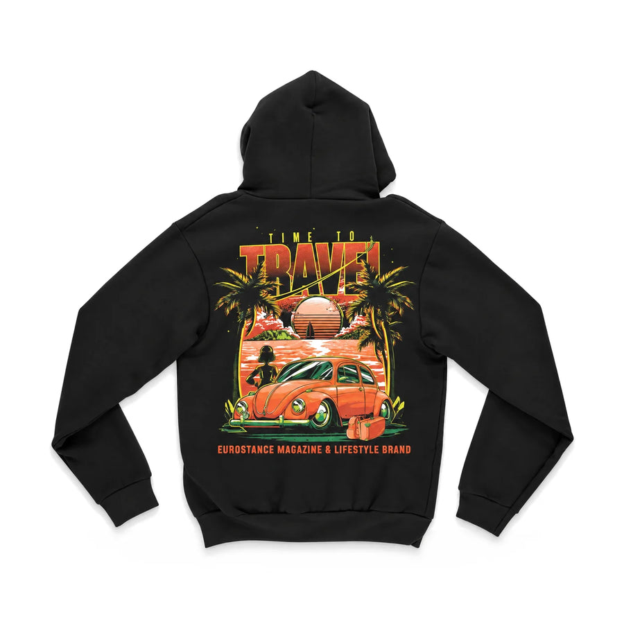 EuroStance Time to Travel Beetle Hoodie back, product photo on white