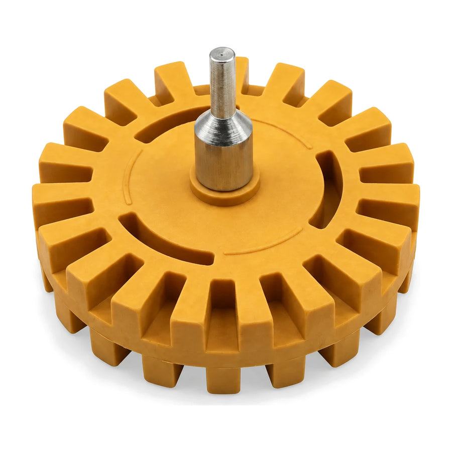 Toffee Wheel, Adhesive & Decal Remover for Drill Use, product photo on white