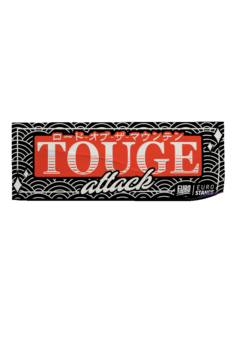 EuroStance Togue Slap Sticker, red and black Touge Attack design with a wave pattern border