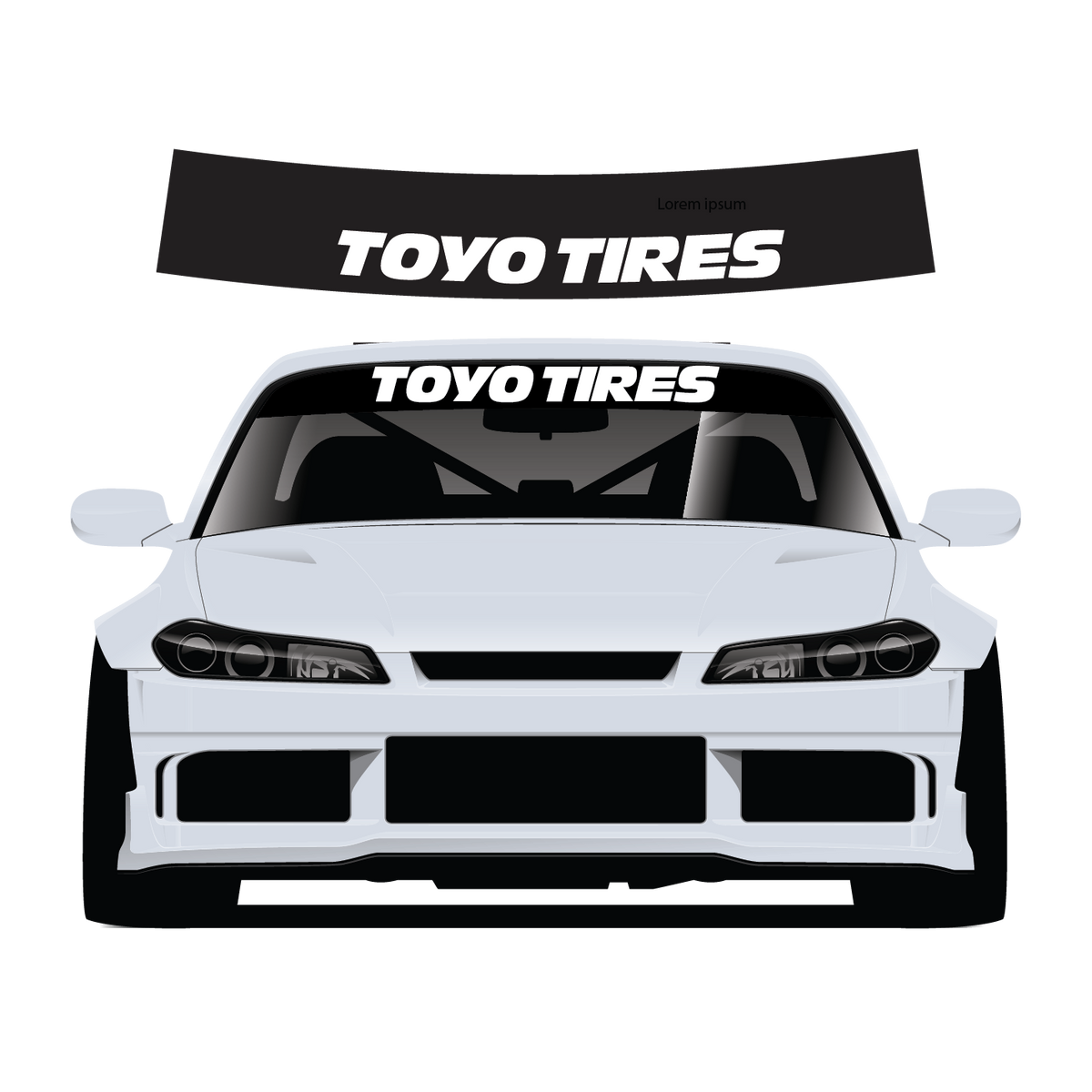 Toyo Tires Custom Vinyl Sunstrip - Universal Fit 140cm 150cm 160cm