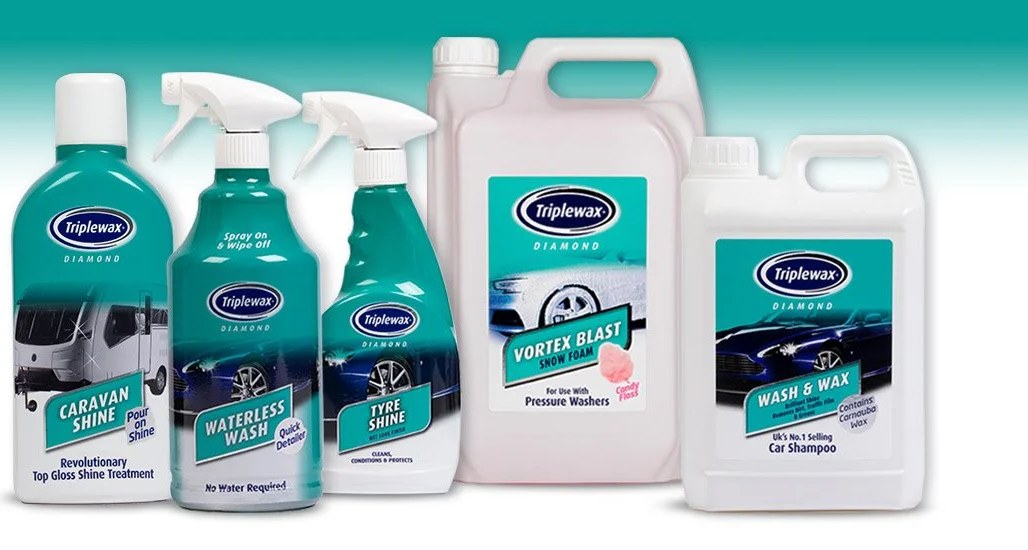 Triplewax Diamond range: Caravan Shine, Waterless Wash, Tyre Shine, Vortex Blast and Wash and Wax