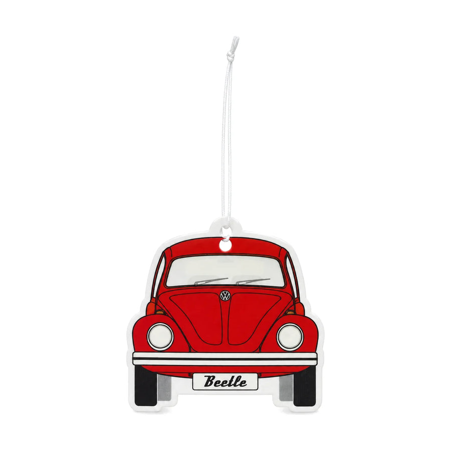 VW Beetle Hanging Air Freshener Melon Red, product photo on white