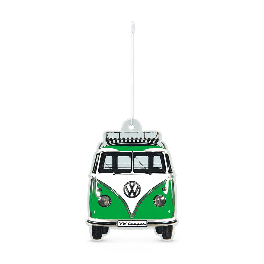 VW T1 Bus Hanging Air Freshener Apple Green, product photo on white