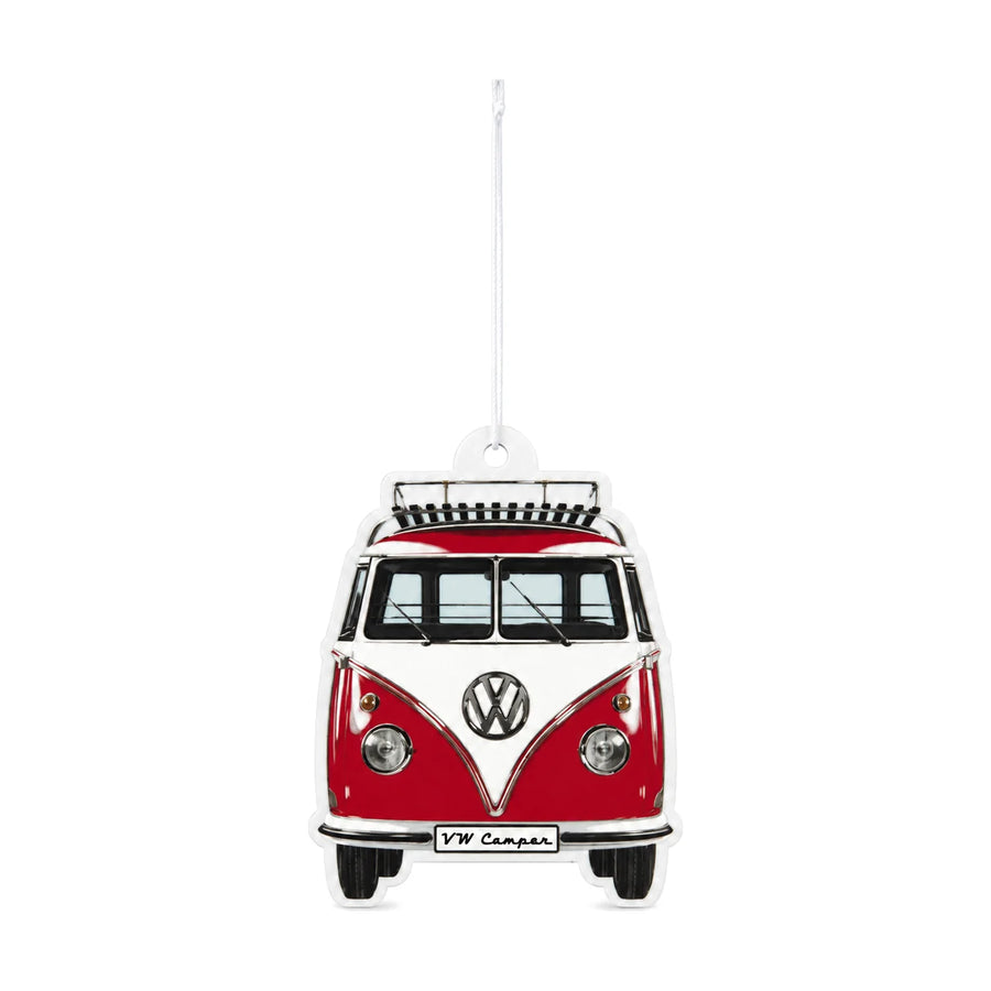 VW T1 Bus Hanging Air Freshener Vanilla Red, product photo on white