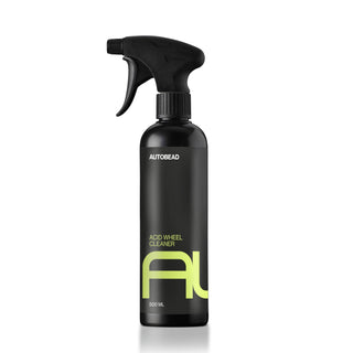 Autobead Acid Wheel Cleaner 500ml black trigger spray bottle with a lime green AL label mark on a white background