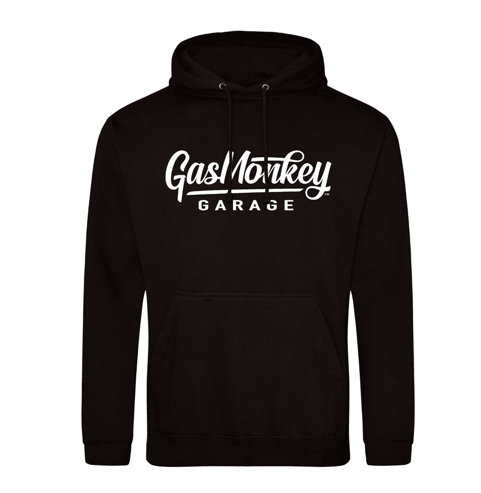 GAS MONKEY GARAGE LARGE SCRIPT LOGO HOODIE - BLACK - The Drivers HQ