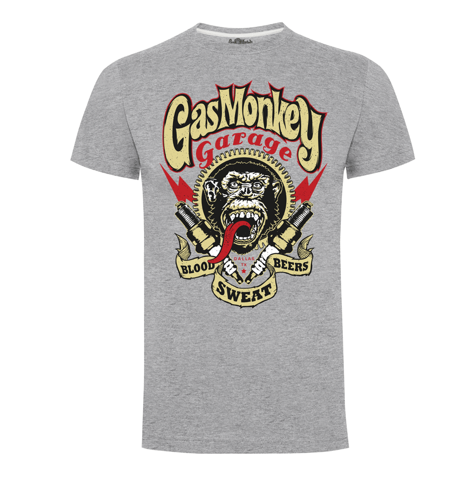 GAS MONKEY SPARK PLUGS GMG T-SHIRT - GREY - The Drivers HQ