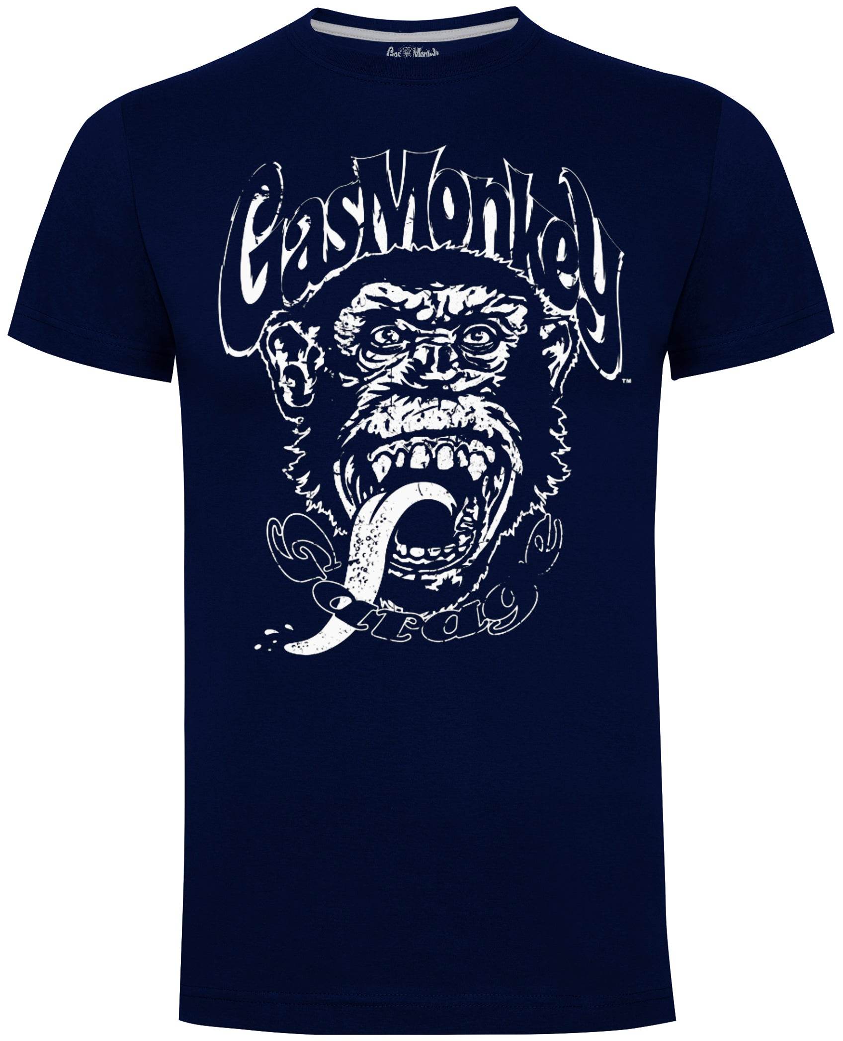 GAS MONKEY DISTRESSED MONKEY T-SHIRT (NAVY) - The Drivers HQ