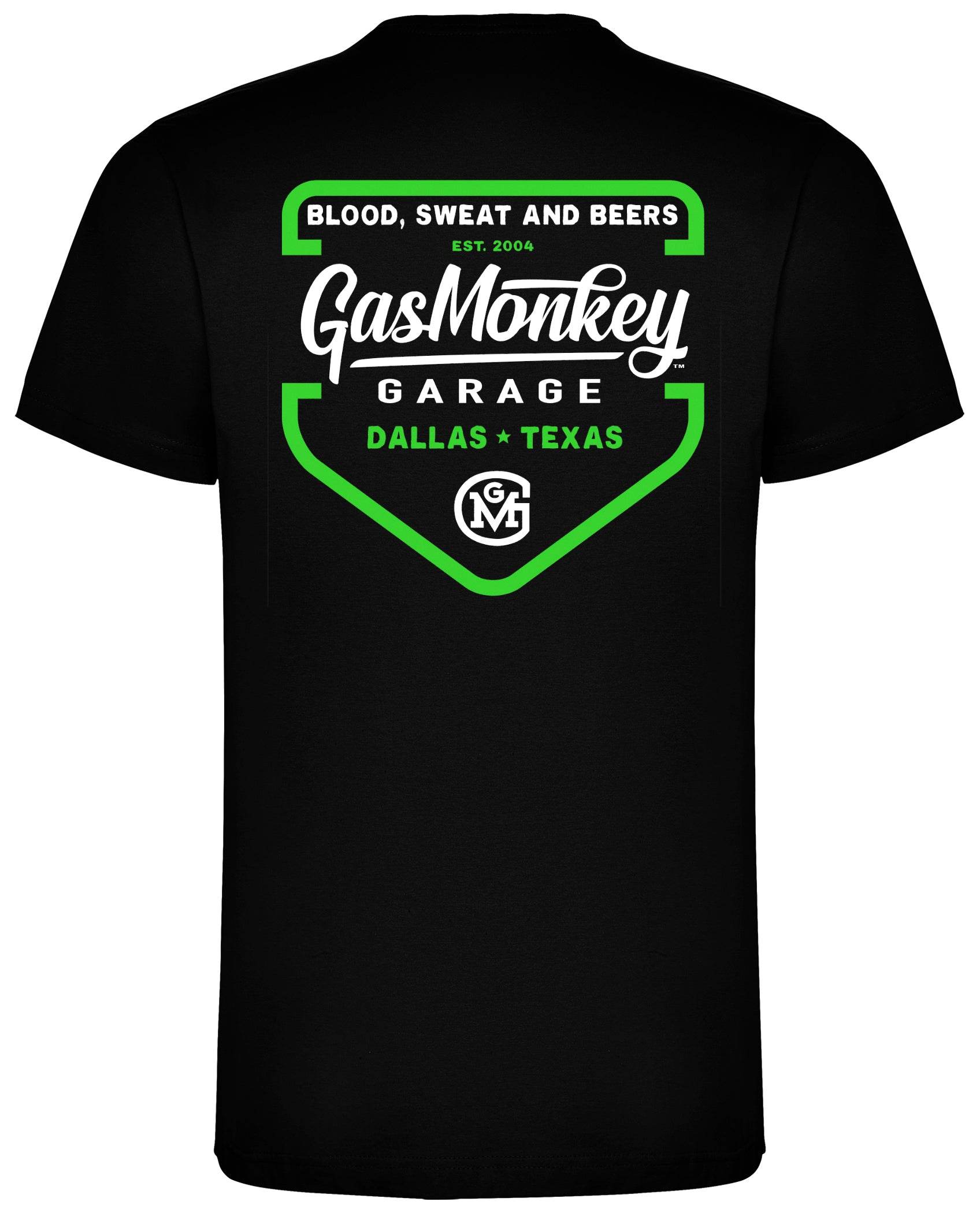 GAS MONKEY GARAGE GREEN SHIELD T-Shirt (Black) - The Drivers HQ