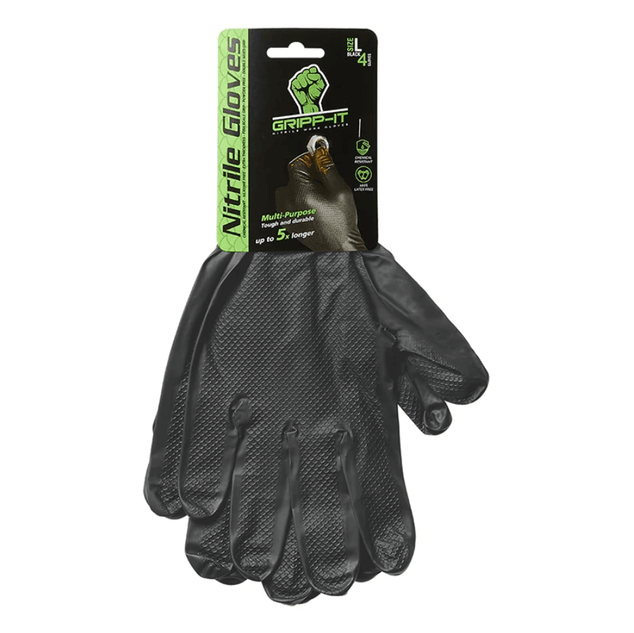 GRIPP-IT BLACK NITRILE GLOVES 4 PIECES - VARIOUS SIZES - The Drivers HQ