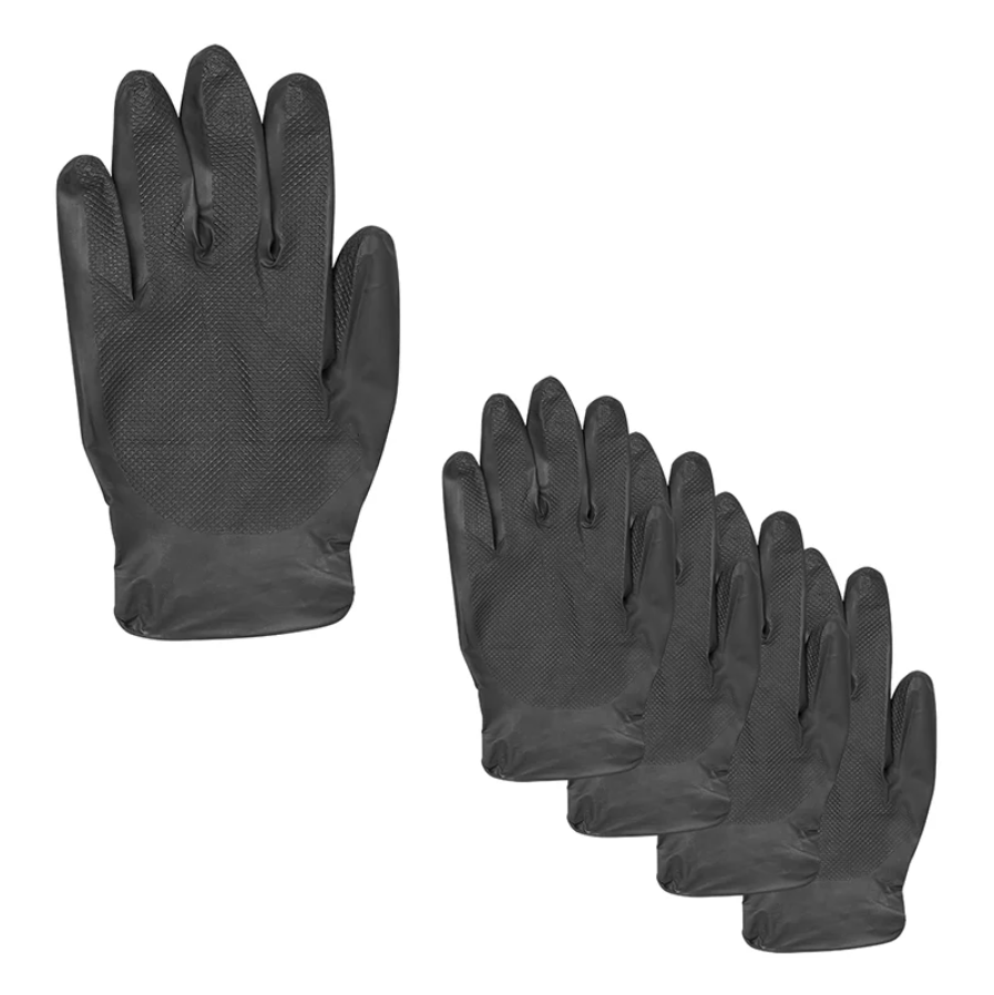 GRIPP-IT BLACK NITRILE GLOVES 4 PIECES - VARIOUS SIZES