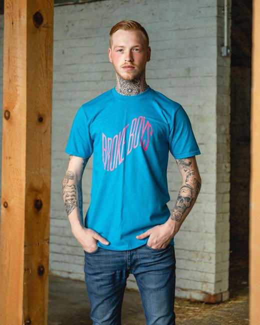Broke Boys Wave Bright Blue / Pink Tee