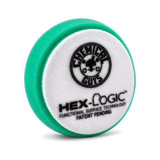 Chemical Guys HEX-Logic Light Cut Pad Green 4in, product photo on white