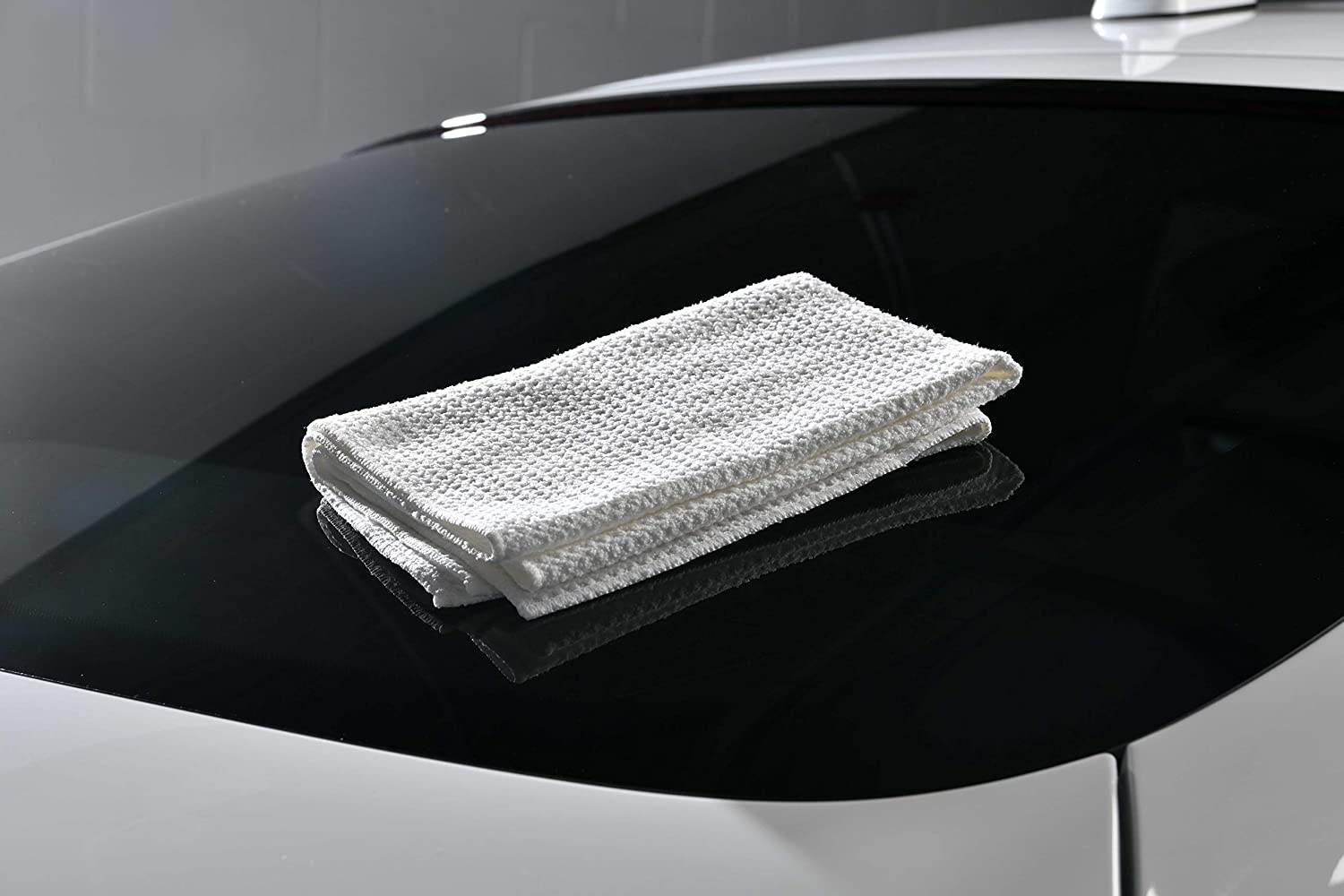 Mammoth All White Glass Towel - Waffle Weave Microfibre Cloth - The Drivers HQ