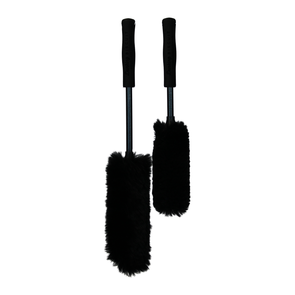 Dunking Biscuit Rim Ticklers Wheel Woolies pair of black brushes in long and short lengths