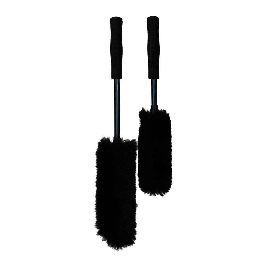 Dunking Biscuit Rim Ticklers Wheel Woolies pair of black brushes in long and short lengths