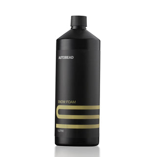 Autobead Snow Foam 1 litre black bottle with a pale khaki S label mark on a white background