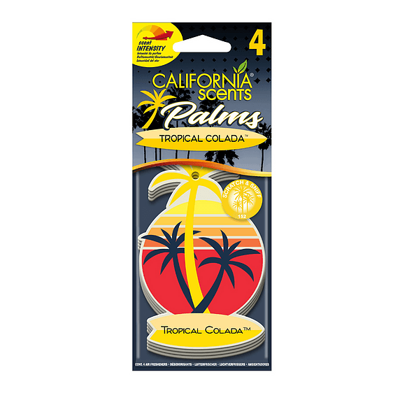 CALIFORNIA SCENTS 2D PALM CAR AIR FRESHENER - TROPICAL COLADA (4 PACK) - The Drivers HQ