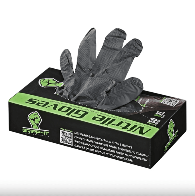 GRIPP-IT BLACK NITRILE GLOVES DISPENSER BOX OF 50 PIECES - VARIOUS SIZES - The Drivers HQ